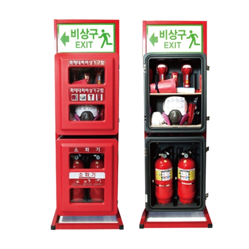 화재대피 비상기구함 + 2구용 소화기함 SKS-2-5-10 자립형